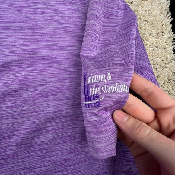 Footjoy FJ Purple Striped Polo Shirt Mens Size XL Fighting Understanding MS - Picture 7 of 9